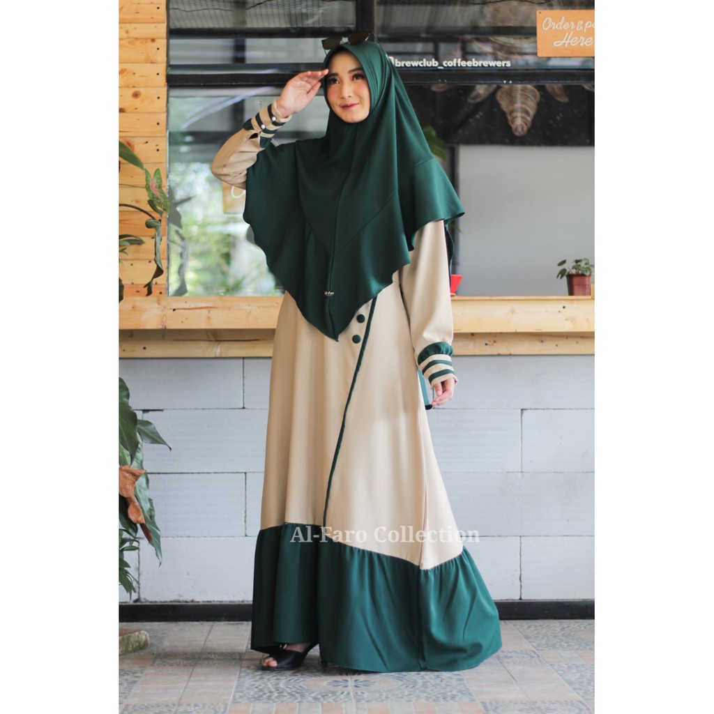Gamis set syari ALFARO AQILLA set khimar itycrepe remaja muslim syari bukan aku karissa al faro