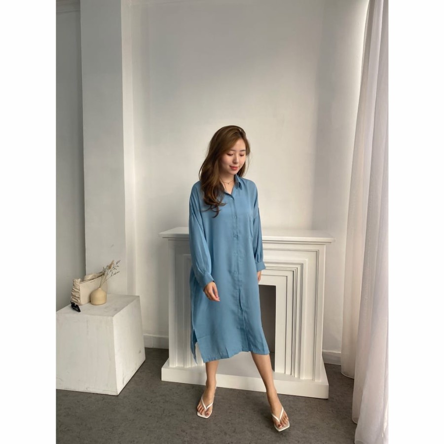 Dress Wanita Korea Vio Classic Shirt Dress / Dress Wanita A004