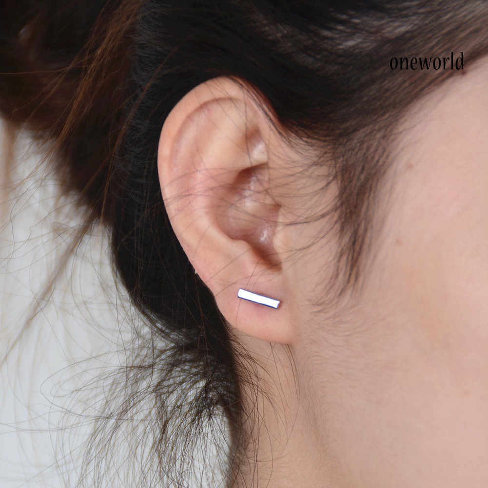 OW@ Minimalist Bar Stick Line Women Stud Earrings Party Jewelry Valentine Day Gift