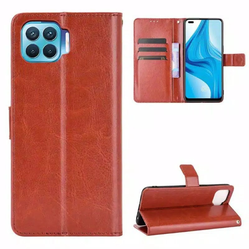 Oppo Reno 4F Reno4F Flip Wallet Dompet Kulit Leather Kartu Cover Case Casing