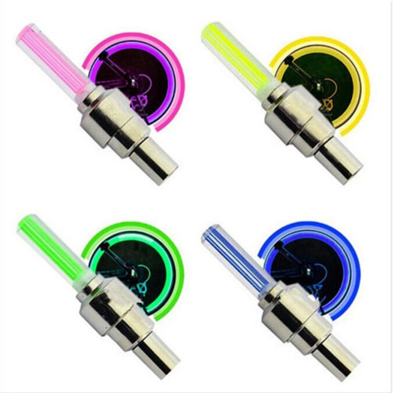 2Pcs Neon LED Flash Light Lamp Bike Car Tire Tyre Wheel Valve Sealing Caps