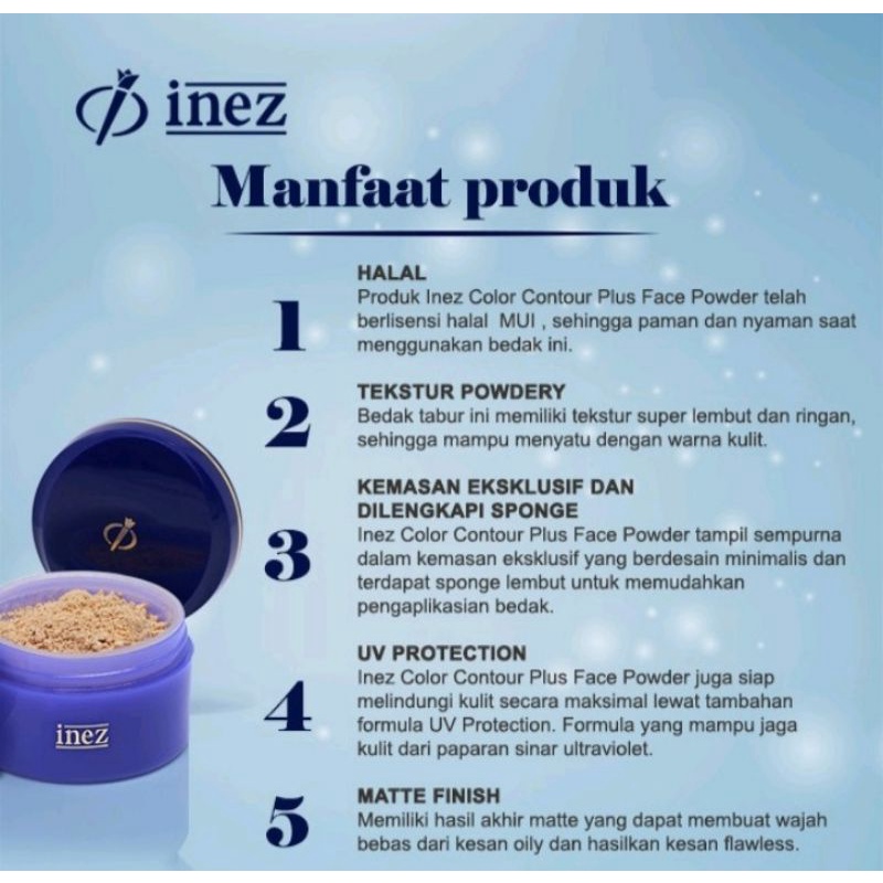 Bedak Tabur Original Inez Color Contour Plus Face Powder.