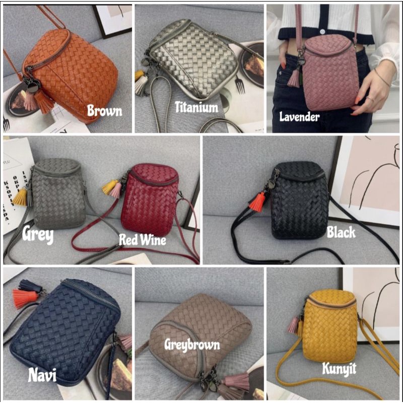 BTG sling bags, simple bags, rajut, anyam kulit, domsel, dompet selendang