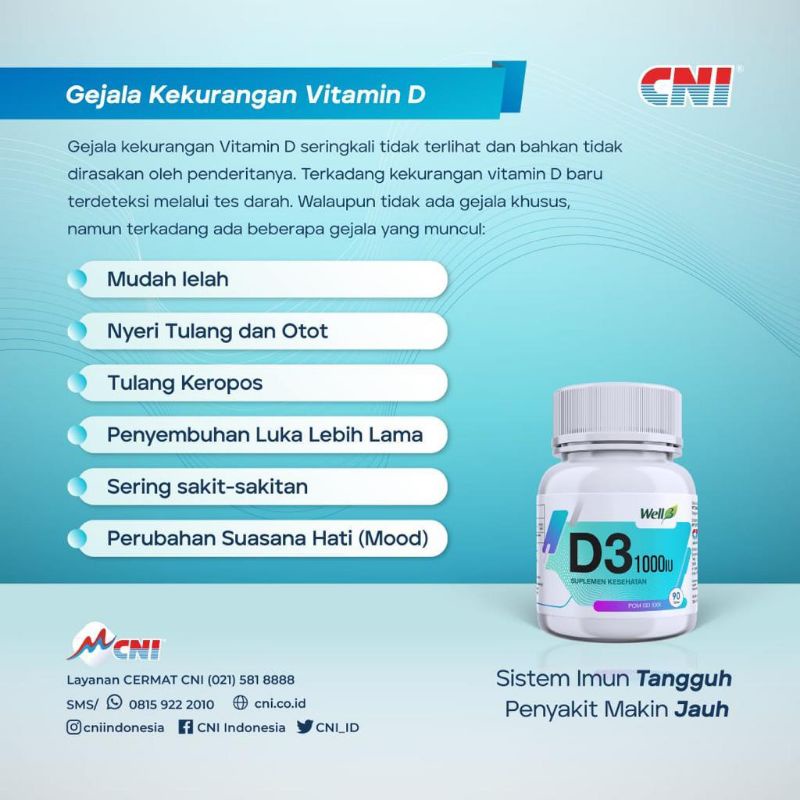 Jual CNI || Well D3 1000 IU || atasi kekurangan Vit D3