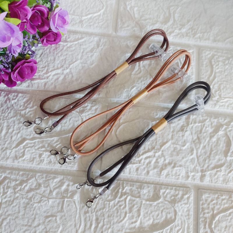 tali masker strapmask + konektor 2 in1 polos  tali kulit harga grosir