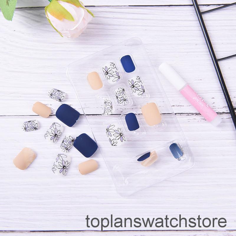 TOPL 24Pcs Kuku Palsu Bahan Akrilik Warna Biru  Shopee 