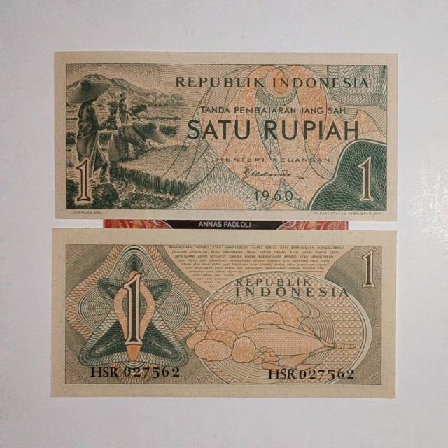 (Tahun 1960 &amp; 1961) Paket uang kuno 1 rupiah sandang pangan tahun 1960 dan tahun 1961