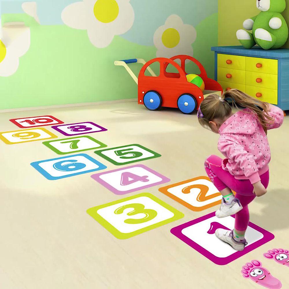 Suyo Hopscotch Game Removable Tk Ornamen Nursery Decals Kartun Angka Grids