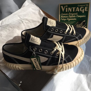  SEPATU  COMPASS  GAZELLE VINTAGE98 LOW BLACK WHITE Shopee  