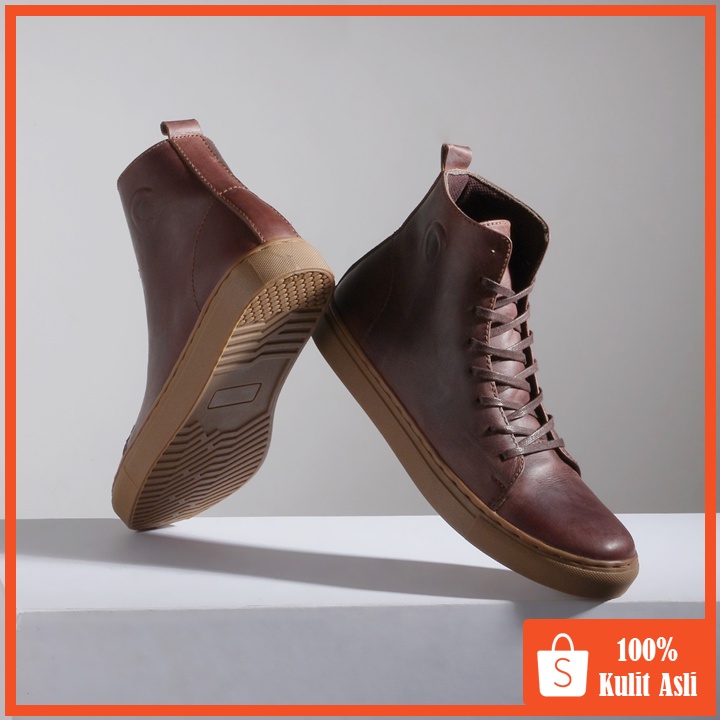 MAGNUS BROWN (Kulit Asli) - Sepatu Boots Pria Kasual Kulit Klasik Vintage Sporty Casual Cowok - Boot Kulit