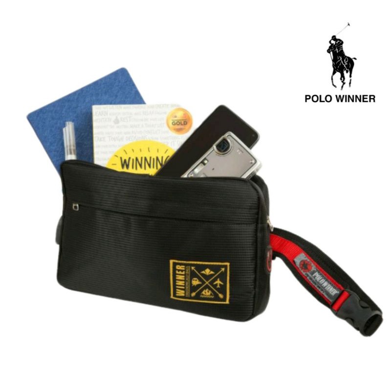 PROMO TERMURAH Tas Pinggang Pria POLO WINNER 2 Fungsi Sling Bag Pria Waistbag Pria Slempang Pria