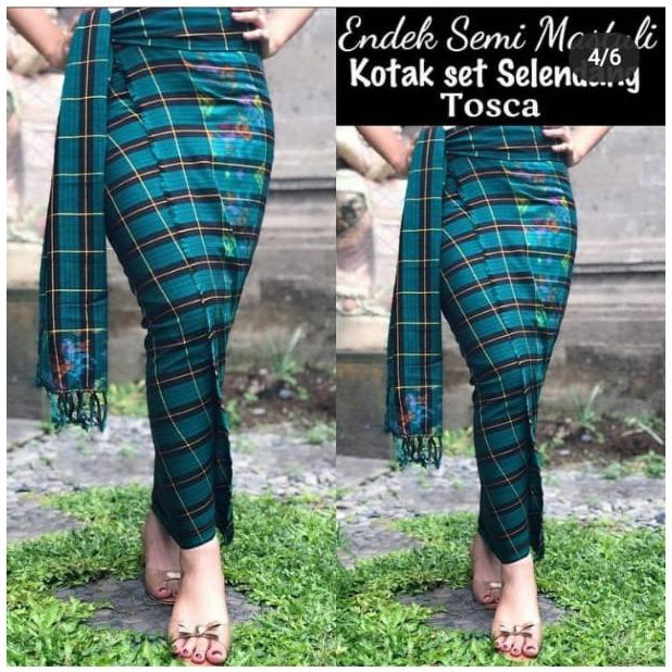 ABHA - Kamen Endek Bali Lembaran Semi Mastuli Kotak Set Selendang / Kamen Bali / Kamen Lembaran