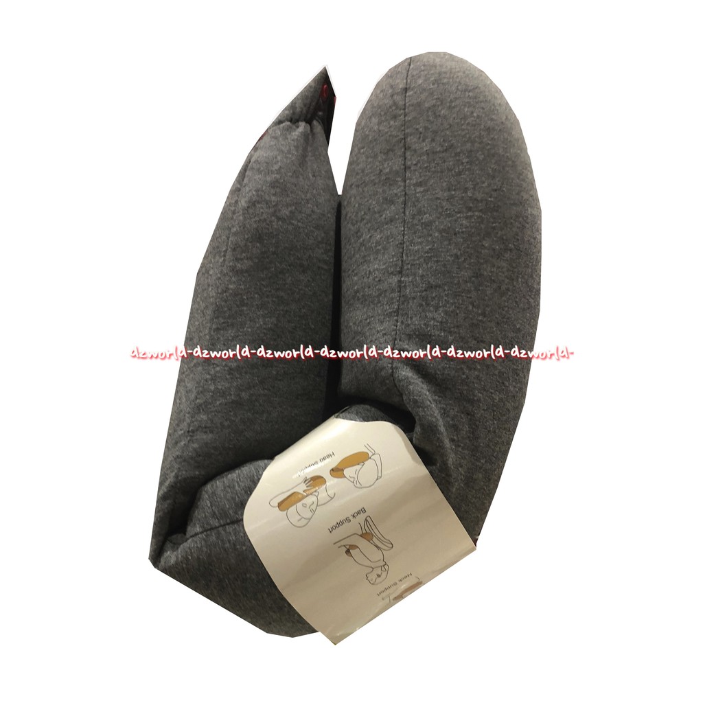 Passport multifaction Travel Pillow Bantal Leher Travelling Abu Abu Bantal Kepala