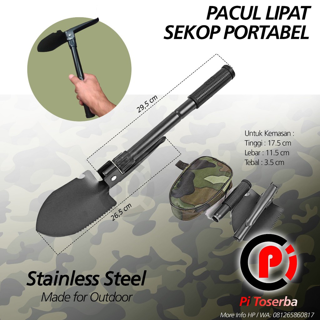 Taffware Pacul Sekop Lipat Militer Portable Survival Tools Black