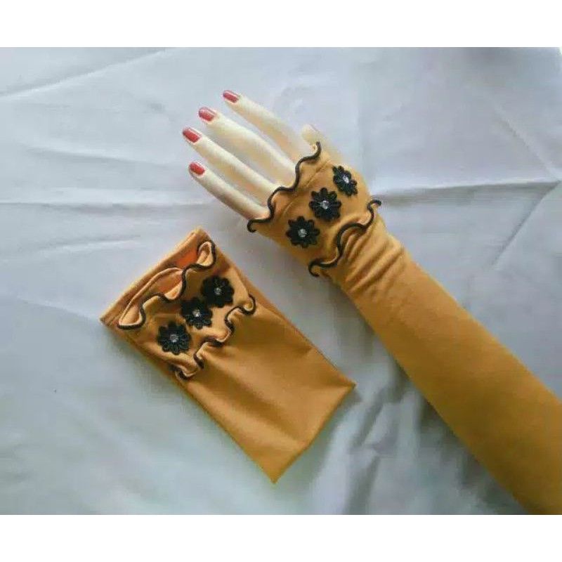 handsock jempol Curly flower hitam/manset tangan jempol curly