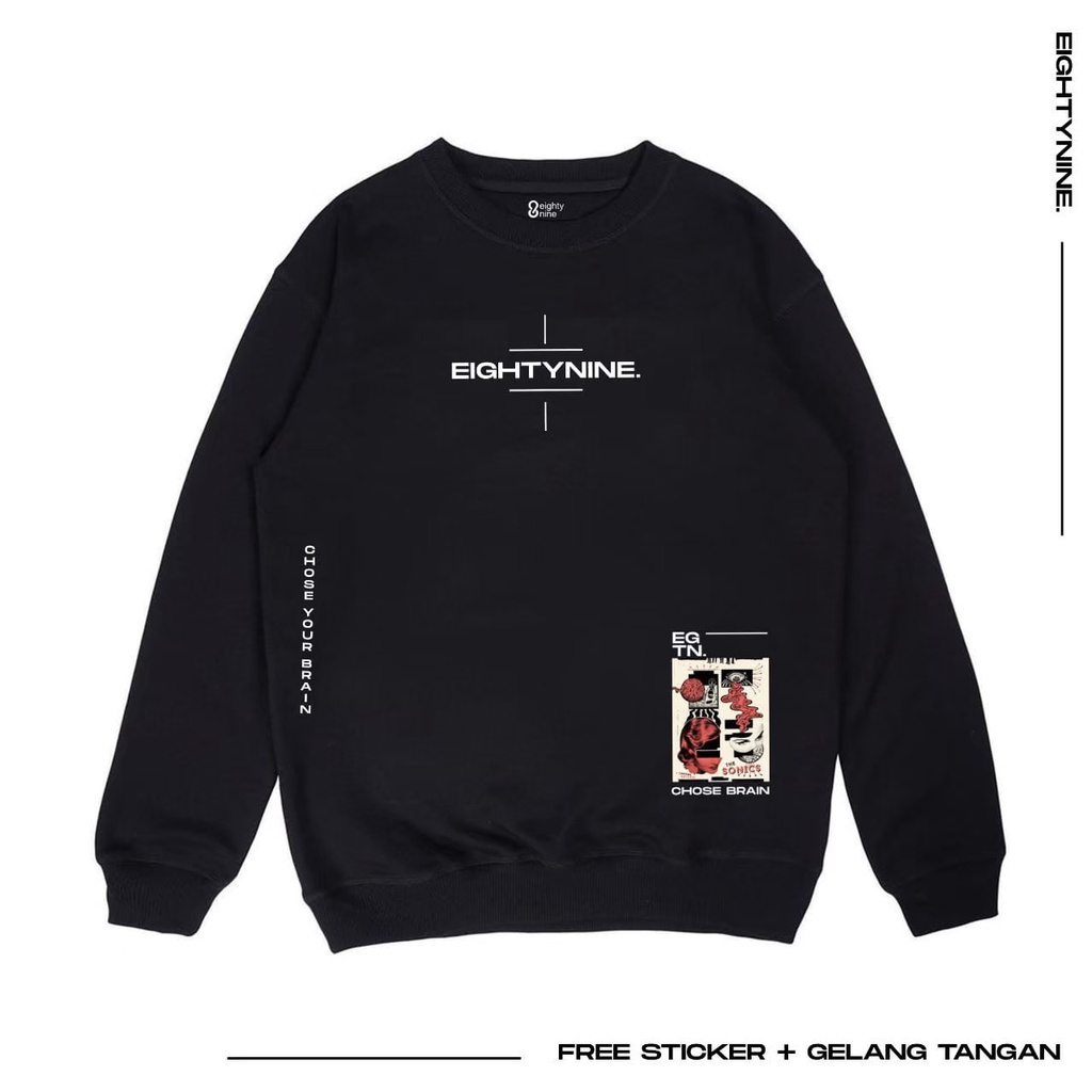 Sweater Crewneck Black Kasual / Jaket Crewneck Distro Bandung Kasual