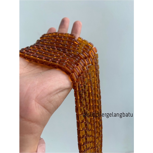 manik batu tabung 8mm brown quartz coklat kuarsa bahan gelang kalung