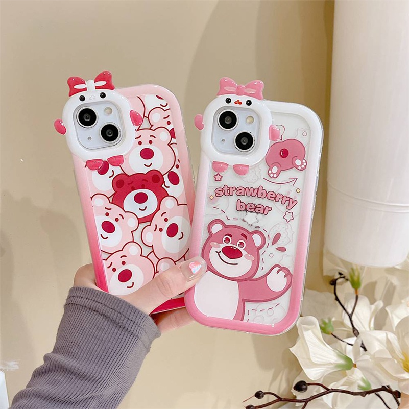 Soft Case Pelindung Lensa Bumper Motif Kartun Beruang Monster Untuk iPhone 14 13 12 11 Pro Max X Xr Xs Max 7 8 6 6s Plus SE 2020