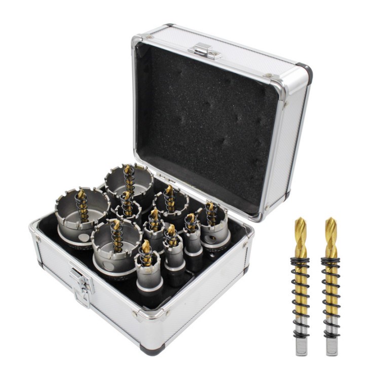 Mata Bor Hole Saw Set 16~53mm Gergaji Lubang Paduan Berlapis Titanium Bermutu Tinggi Besi Berat Lembaran Logam Stainless Steel Reaming Bit Pelubang Besi