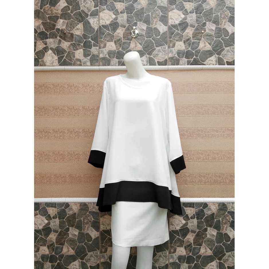 ready stok Baju Wanita Jumbo  Blouse Atasan  Big Size 2L, 3L & 4L Warna Putih & Hitam
