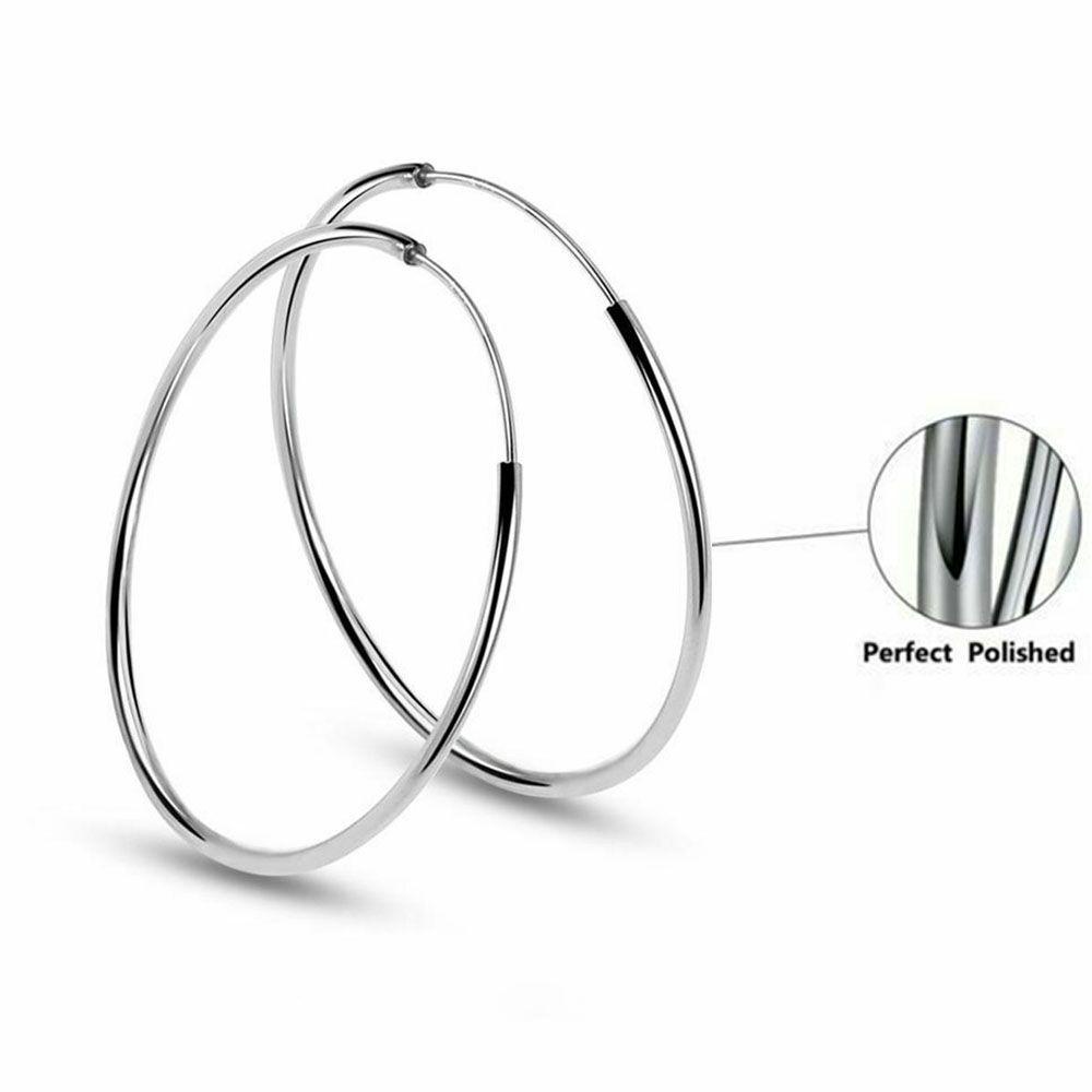 Solighter Hoop Earrings Hadiah Untuk Wanita Gadis Perhiasan Tindik Warna Silver Anting Loop Halus