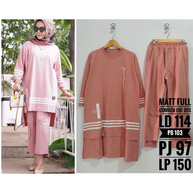 set cel combad long tunik terbaru model gyl