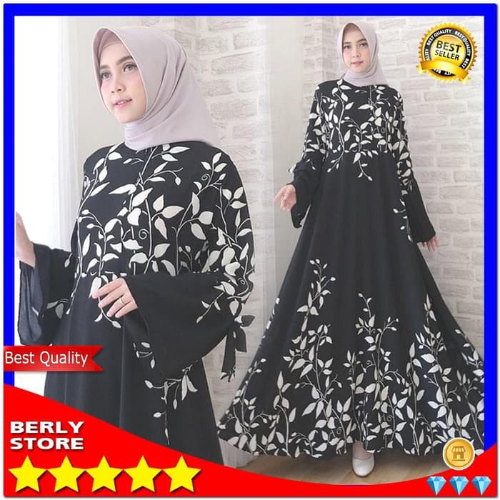 Baju Gamis Syari Wanita Bahan Baloteli Pinggang Belakang Karet Trendy