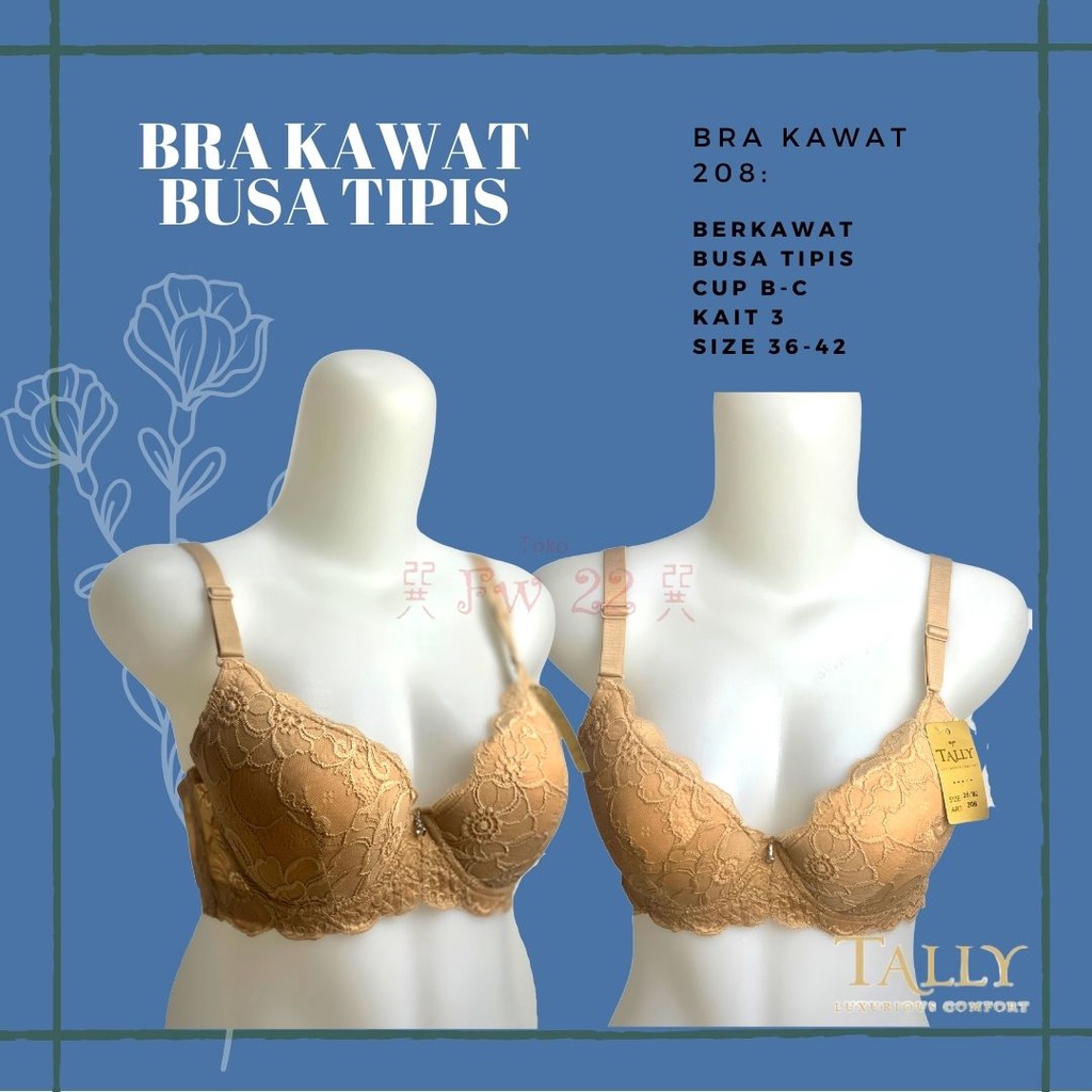 Bra Kawat Busa Tipis Tally 208 dengan Motif Brukat Cantik dan Bahan yang Lembut dan Nyaman