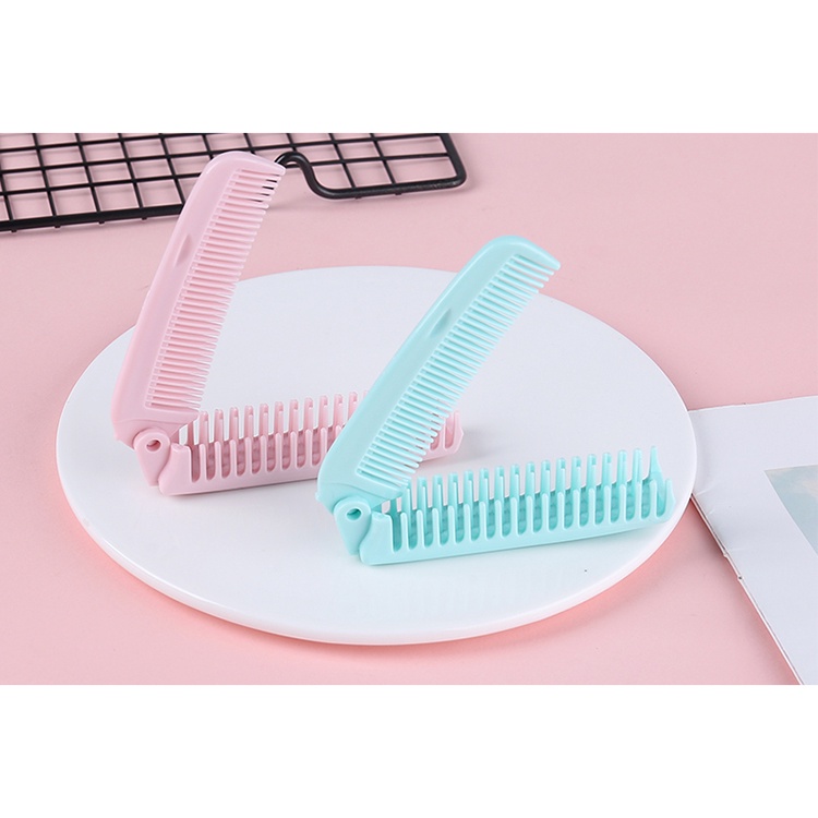 Sisir Lipat 2 in 1 Pastel Travel Hair Brush Compact Hair Comb