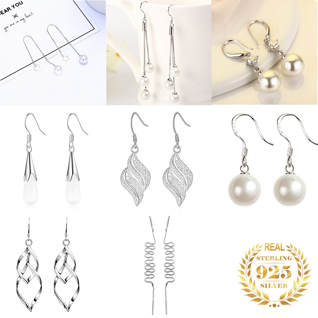 925 anting perak sterling anting-anting wanita dengan perhiasan fashion berlian