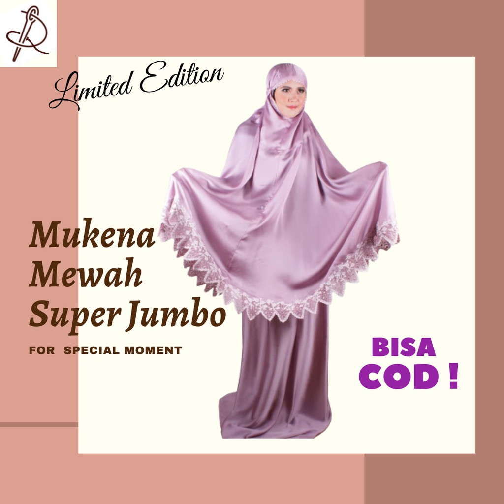 MUKENA TELEKUNG BORDIR MEWAH PREMIUM JUMBO MAHAR SESERAHAN NIKAH - UNGU