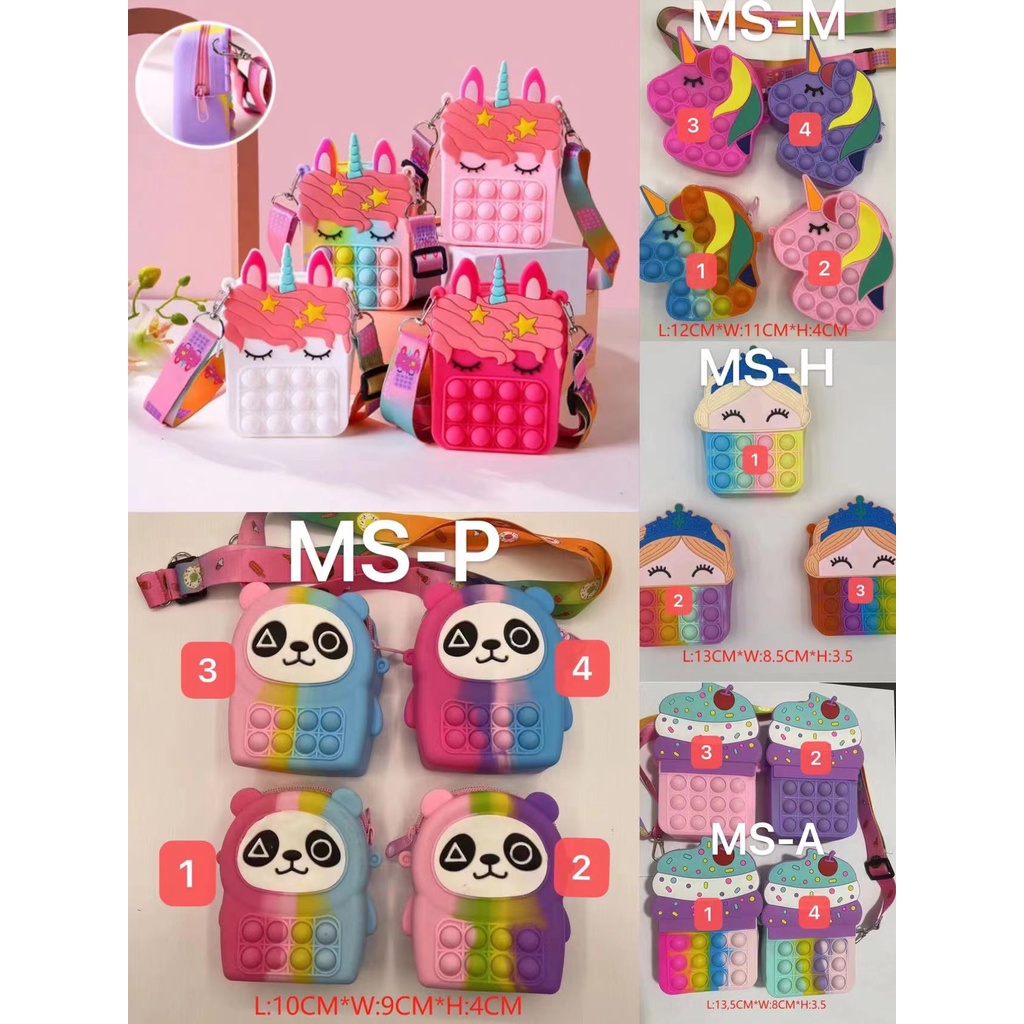 GROSIR TAS ANAK POPIT JELLY / TAS POP IT ANAK SELEMPANG UNICORN / TAS POP IT ANAK TERMURAH