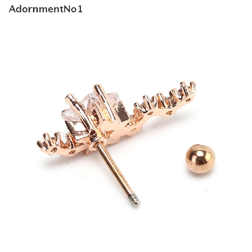 (AdornmentNo1) 1pc Anting Tindik Tulang Rawan Telinga Bahan Stainless Steel Hias Cz