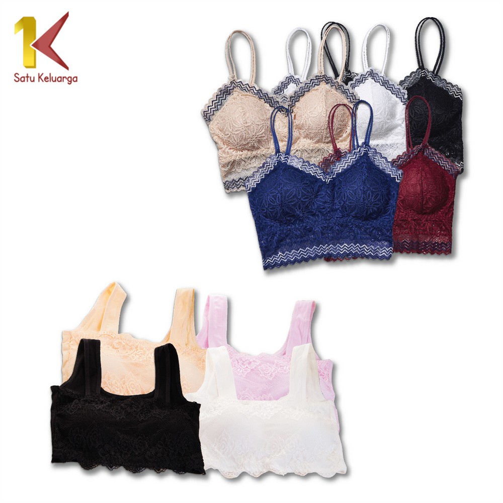 Satu Keluarga Pakaian Dalam Wanita Sport Bra P73 P74 BH / Bra Wanita Motif Bunga Tanpa Kawat Senam Z