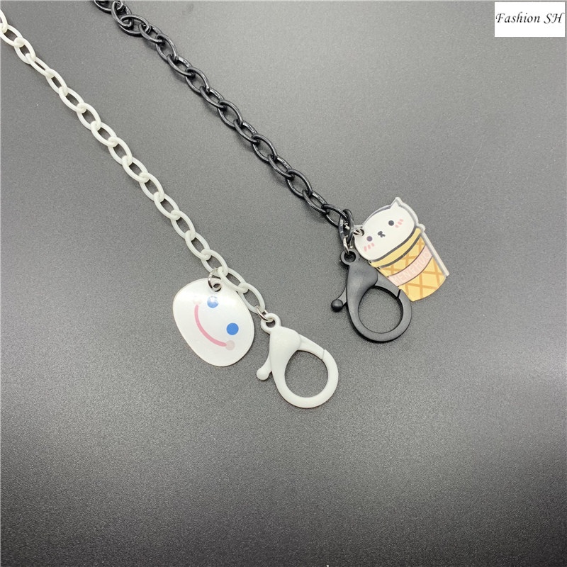 Kalung Rantai Dengan Liontin Topeng Lucu Bahan Akrilik Anti Hilang Untuk Wanita M60056