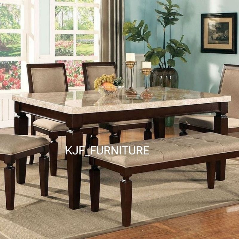 meja makan lapis daun marmer CUSTOM MEJA TANPA KURSI SIZE 180X100