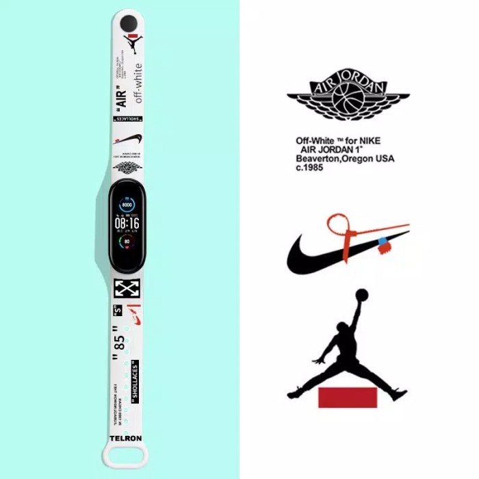 Nike Print Strap Tali Jam Smart Watch Xiaomi Mi Band 3 Mi Band 4 M3 M4 - Putih