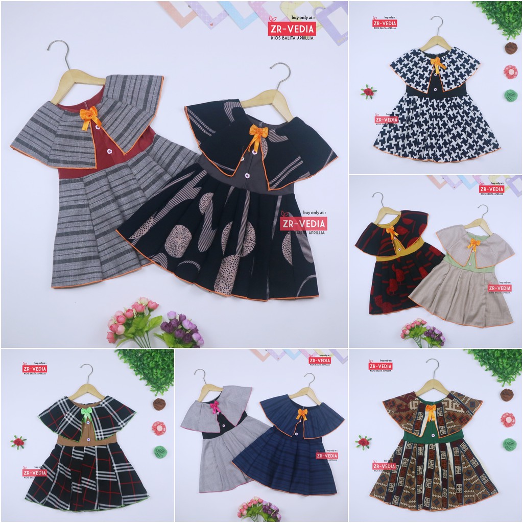 Dress Yolla size 1-4 Tahun / Baju Kensi Cewek Katun Adem Gaun Pesta Dress Cape Anak Perempuan Murah