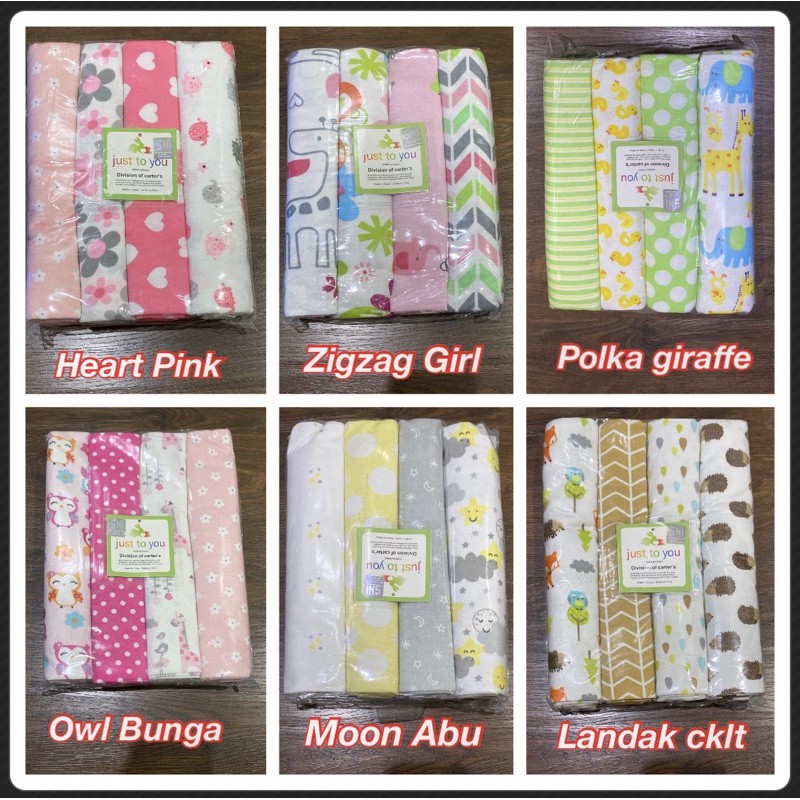 4pc Bedong / Selimut Just To / One You / Kolaco isi 4 in 1 (100% Cotton) Motif Lucu CBKS