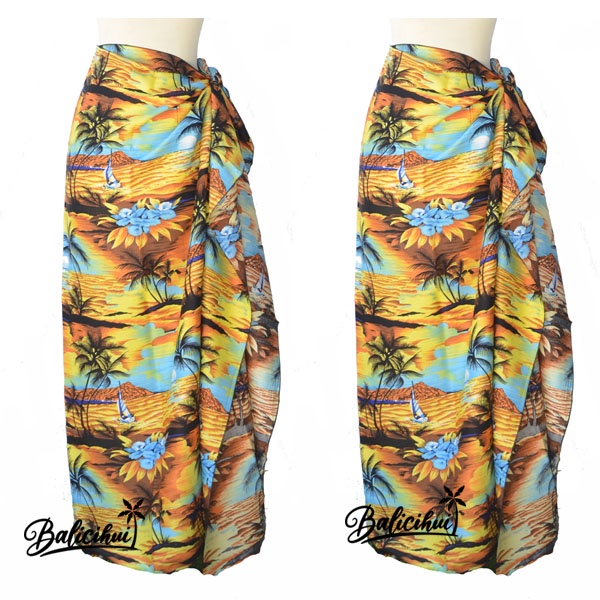 Balicihui Kain Pantai Motif Sunset Sarung Pantai Bali Printing Motif Sunset Rumbai dan Tanpa Rumbai