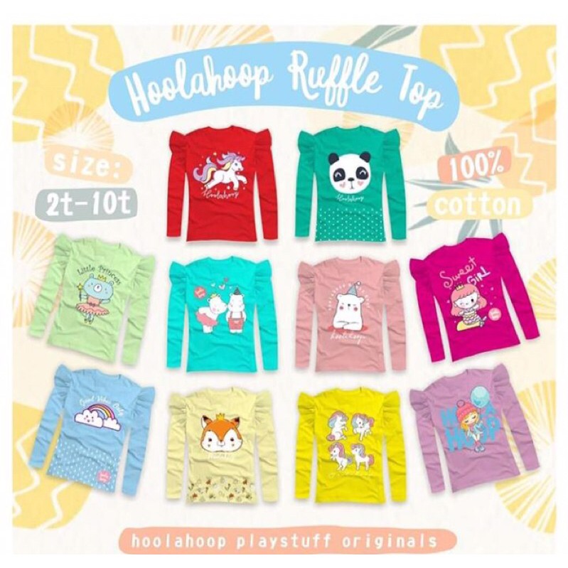 RUFFLE TOP ANAK/KAOS ANAK CEWEK/RUFFLE TOP ANAK CEWEK/KAOS HOOLAHOOP CEWEK