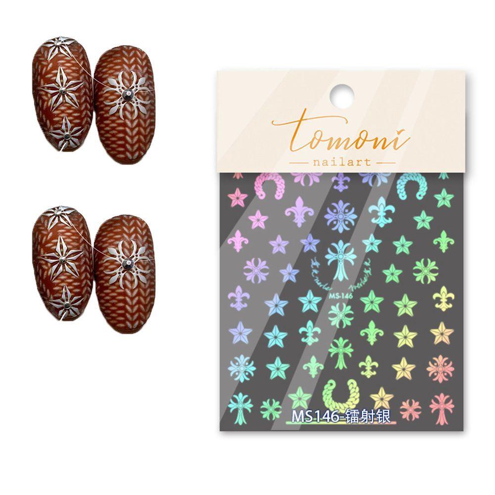 MXBEAUTY Nail Art Sticker Gold Craft Punk DIY Cross Star Manicure Stiker Dekorasi Kuku