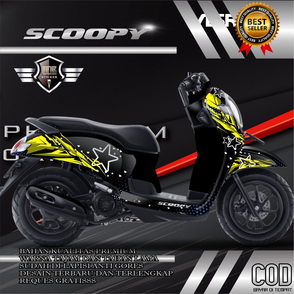 DECAL STICKER SCOOPY Desain ABSTRAK BINTANG Keren