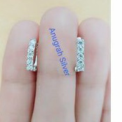 (COD)Anting jepit fashion wanita remaja dan dewasa kotak perak asli 925/silver lapisan emas putih murni..