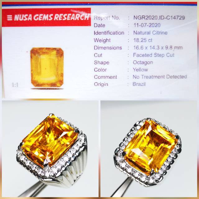 [BISA COD] Natural Citrine Quartz Include MEMO/SERTIFIKAT