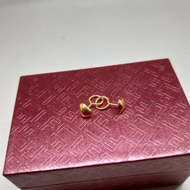 (Emas Asli 24K/999) Anting Toge Love