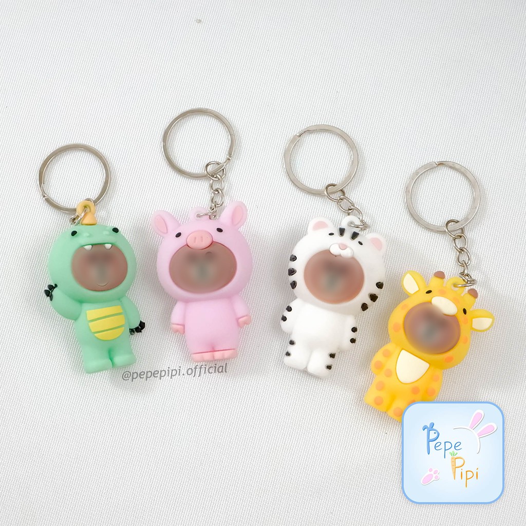 Gantungan Kunci Beruang Kostum Keychain Bear Costume Gansi Hiasan Tas Dino Macan Babi Jerapah