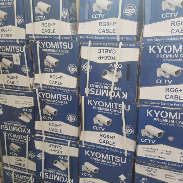 KABEL CCTV RG6 + POWER KYOMITSU 300M KUALITAS BAGUS TEBAL 95% BRAID