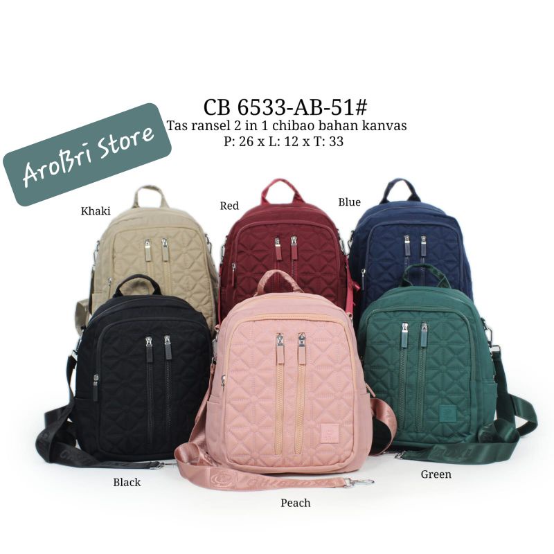 Tas ransel 2in1 merk chibao CB 6533 -AB - 51 bahan kanvas