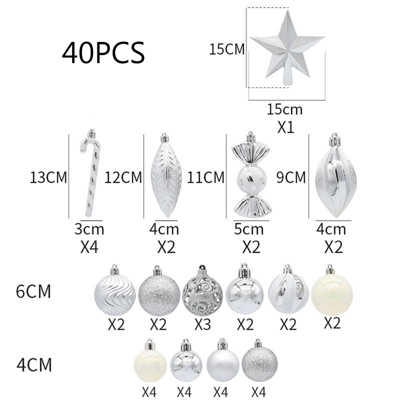 40pcs Ornamen Bola Gantung Anti Pecah Untuk Dekorasi Pohon Natal